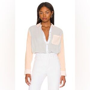 Rails Revolve Color Block Pastel Linen Blouse Size Large